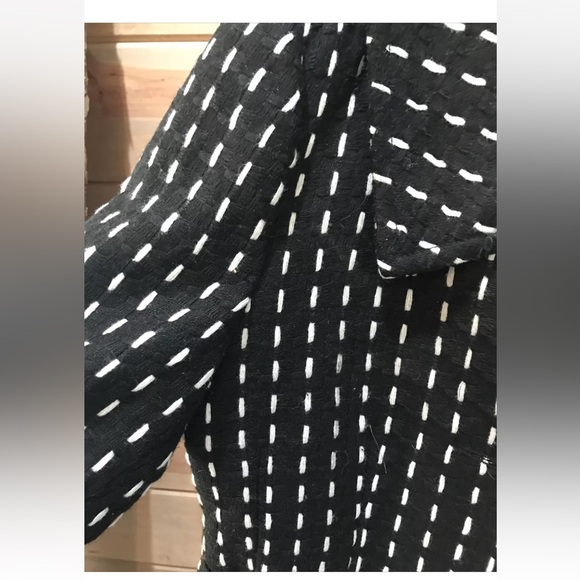 Tulle WOOL Jacket Anthropologie Black White Dotted Line Cropped Coat Business L - Picture 6 of 12